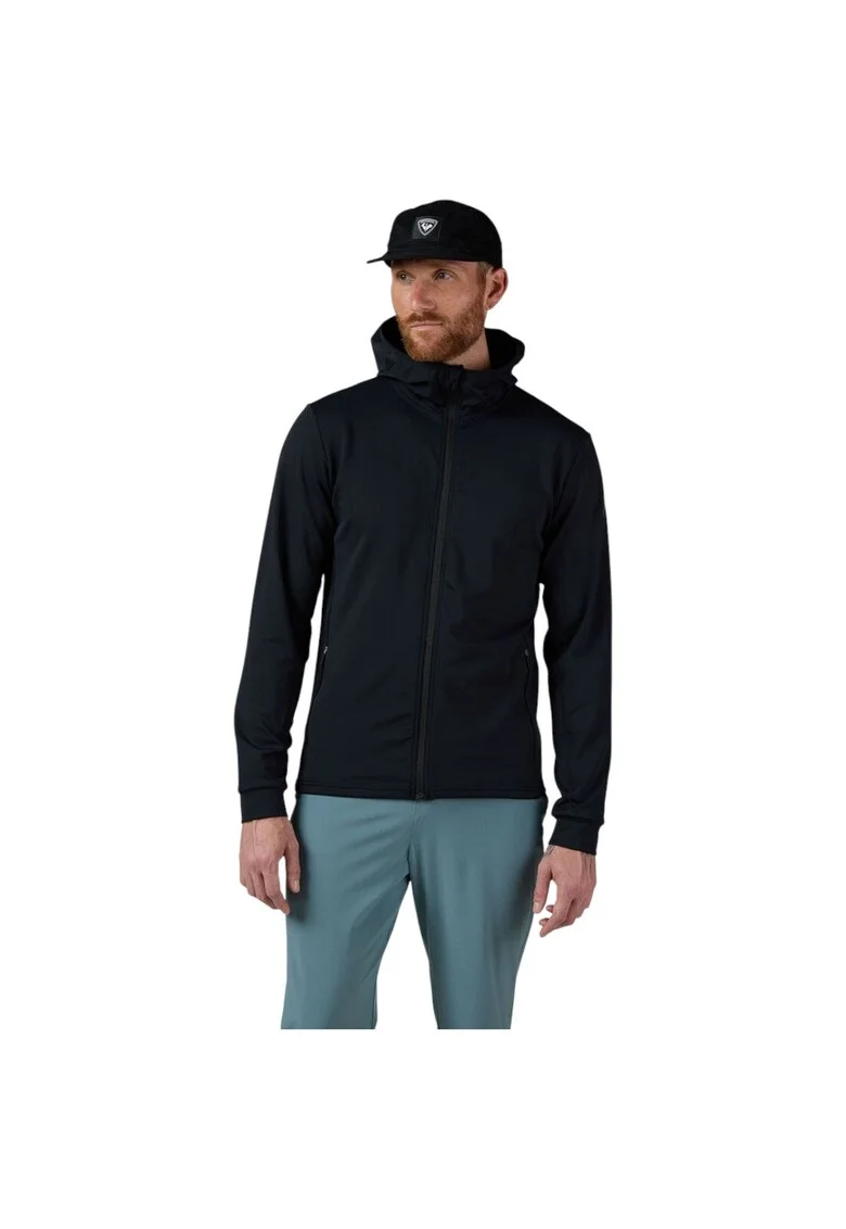 Bluza sport  MID LAYER STRETCH HOODIE, cu fermoar, pentru barbati, black, Negru