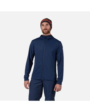 Bluza sport  MID LAYER STRETCH HOODIE, cu fermoar, pentru barbati, albastru inchis, Albastru inchis