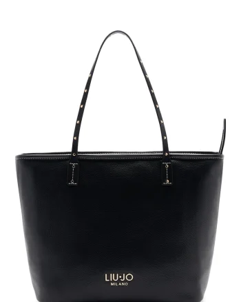 Geanta tote cu detaliu logo, Negru