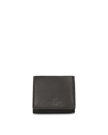 Portofel din piele cu model monograma in relief Ereton Elite, Negru