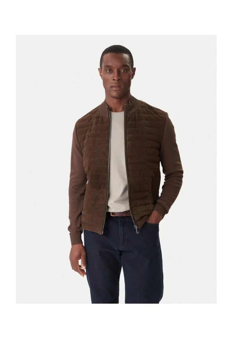 Geaca de piele barbati  culoare maro
