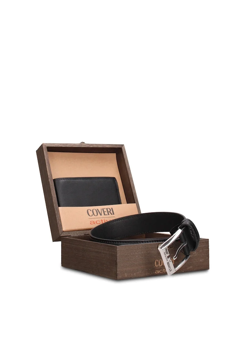 Set de portofel si curea Novalis Nova - 2 piese, Negru