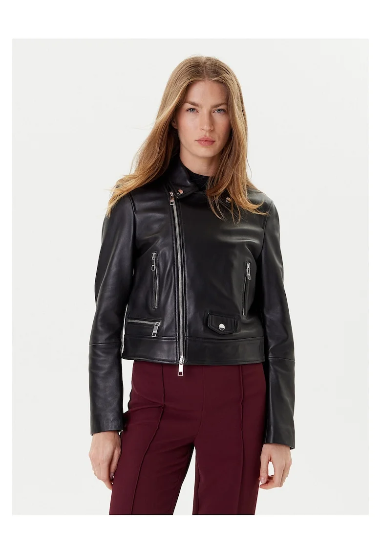Jacheta de piele pentru femei  negru,
