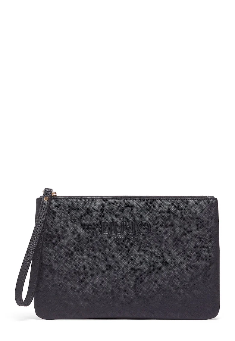 Geanta plic cu logo in relief, Negru