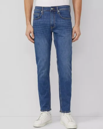 Blugi barbati Nelio, cu talie medie si croiala Slim fit, Albastru, W30 L32