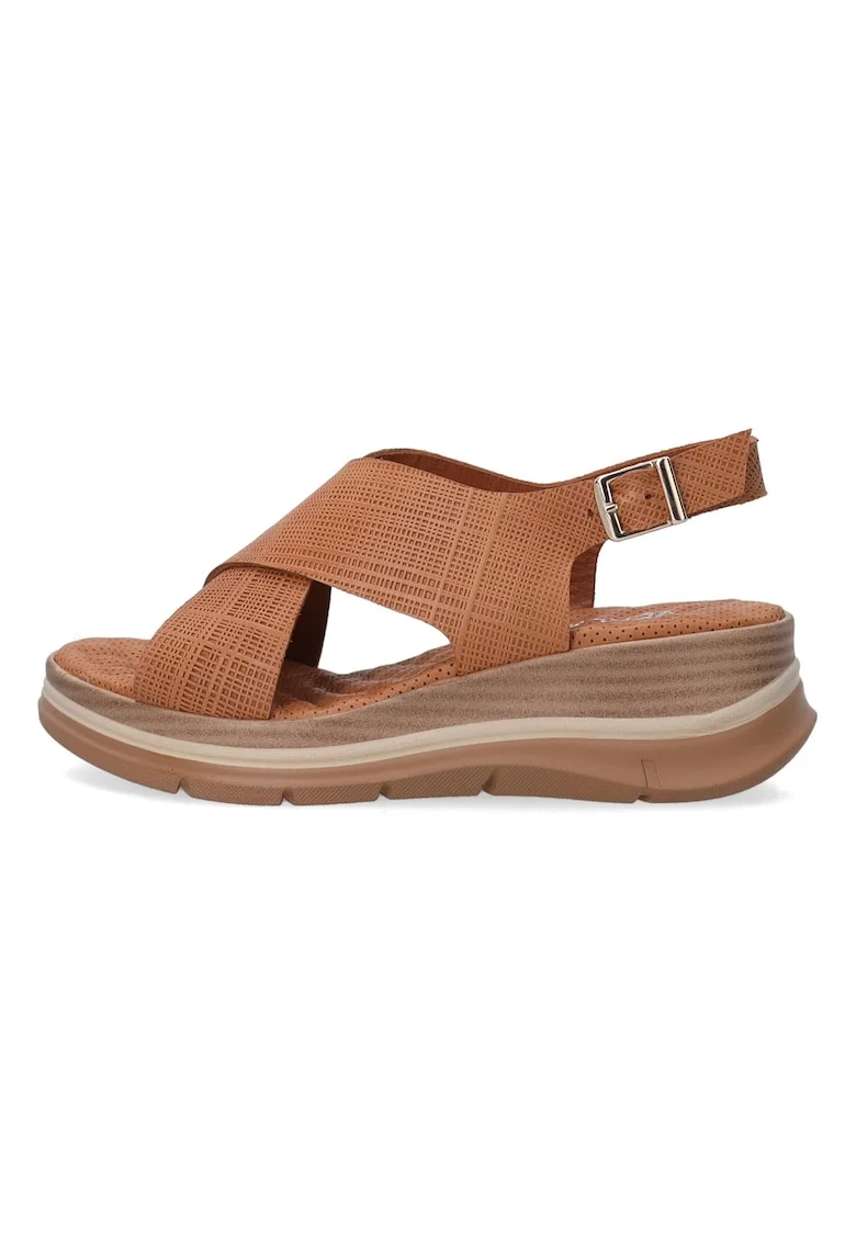 Sandale din piele cu talpa wedge