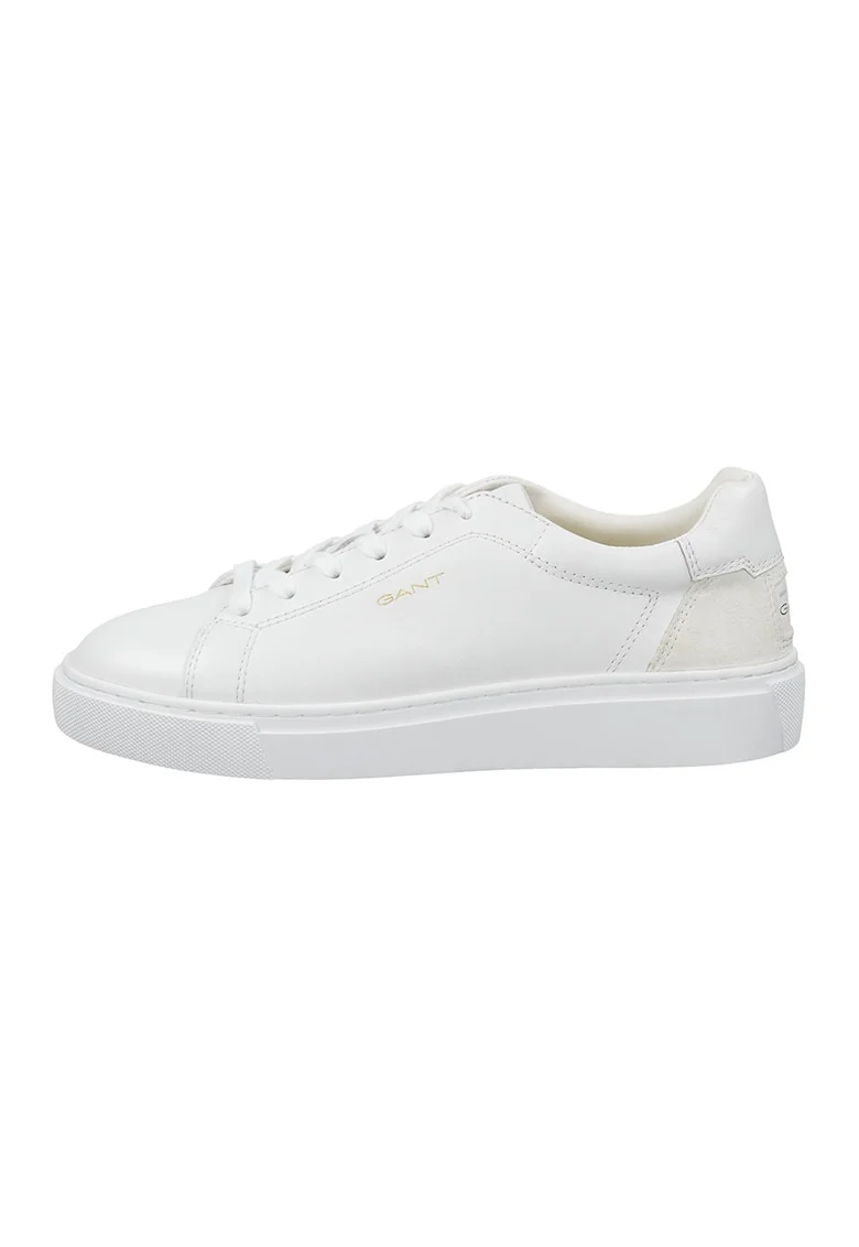 Pantofi sport low cut din piele, Alb optic