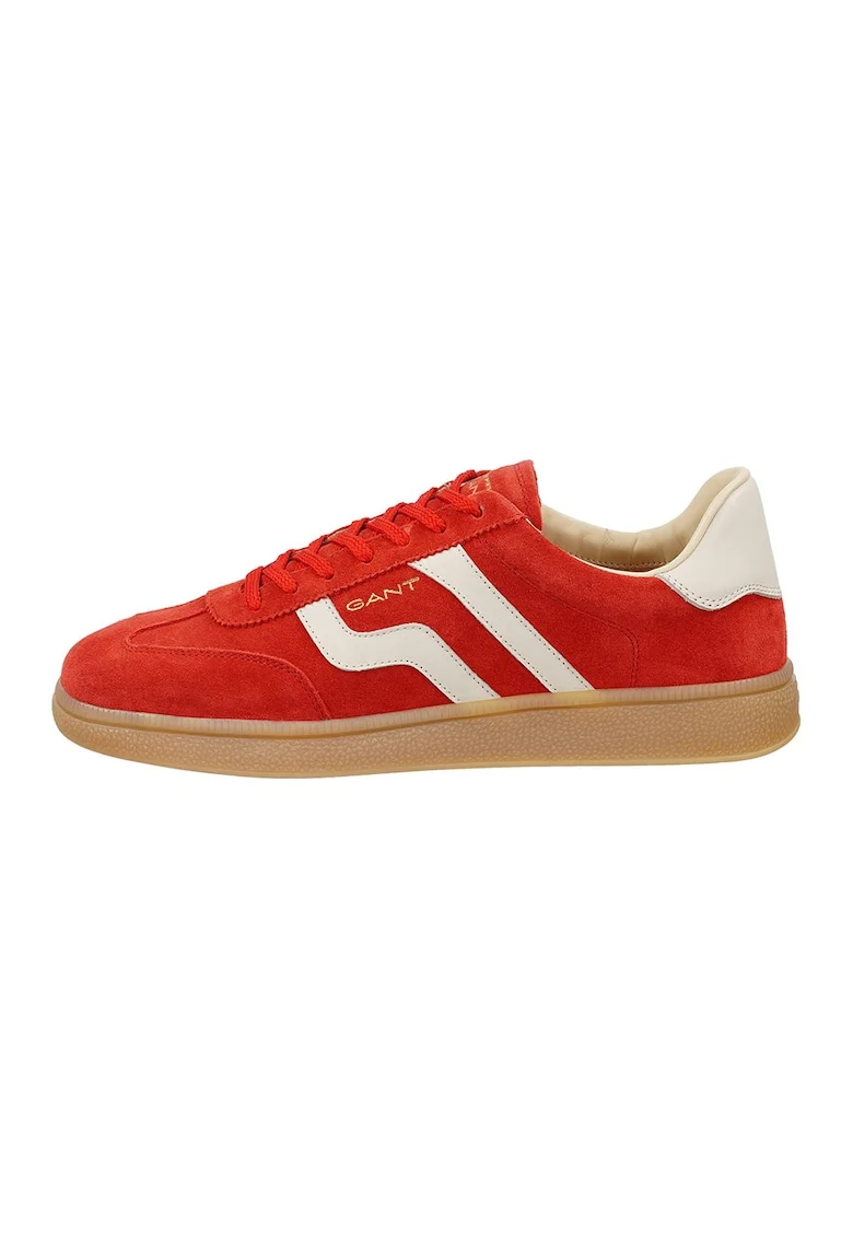 Pantofi sport din piele intoarsa cu garnituri din piele Cuzmo, Rosu vermillion/Alb murdar