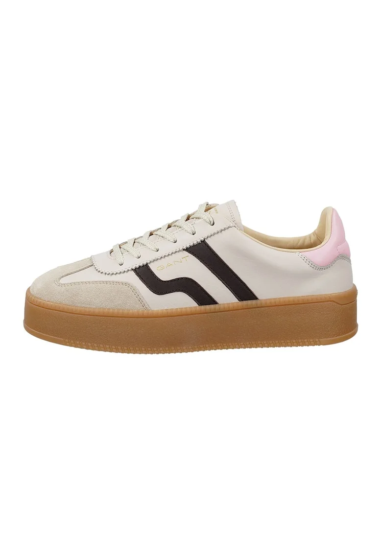 Pantofi sport din piele cu garnituri din piele intoarsa Cuzmani, Negru/Roz deschis/Bej