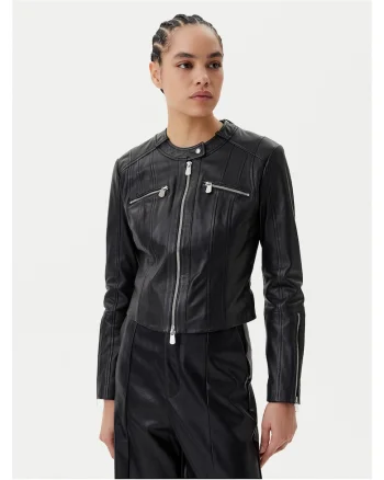 Jacheta de piele pentru femei  negru,