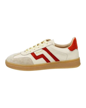 Pantofi sport low-cut cu garnituri din piele intoarsa Cuzima, Rosu/Crem