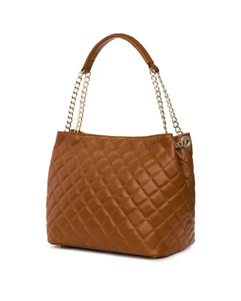 Geantă din piele naturală  Paloma, maro, 30x35x18cm, cu două compartimente