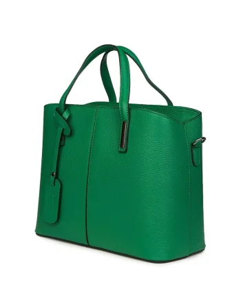 Geanta dama  Gianna, piele naturala, verde, 26x33x14cm, cu manere detasabile