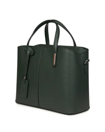Geantă damă piele naturală Gianna, verde închis, 26x33x14cm, cu două compartimente