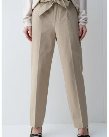 Pantaloni mom-fit din amestec de lyocell, Maro camel