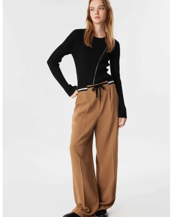 Pantaloni lejer cu snur, Maro camel