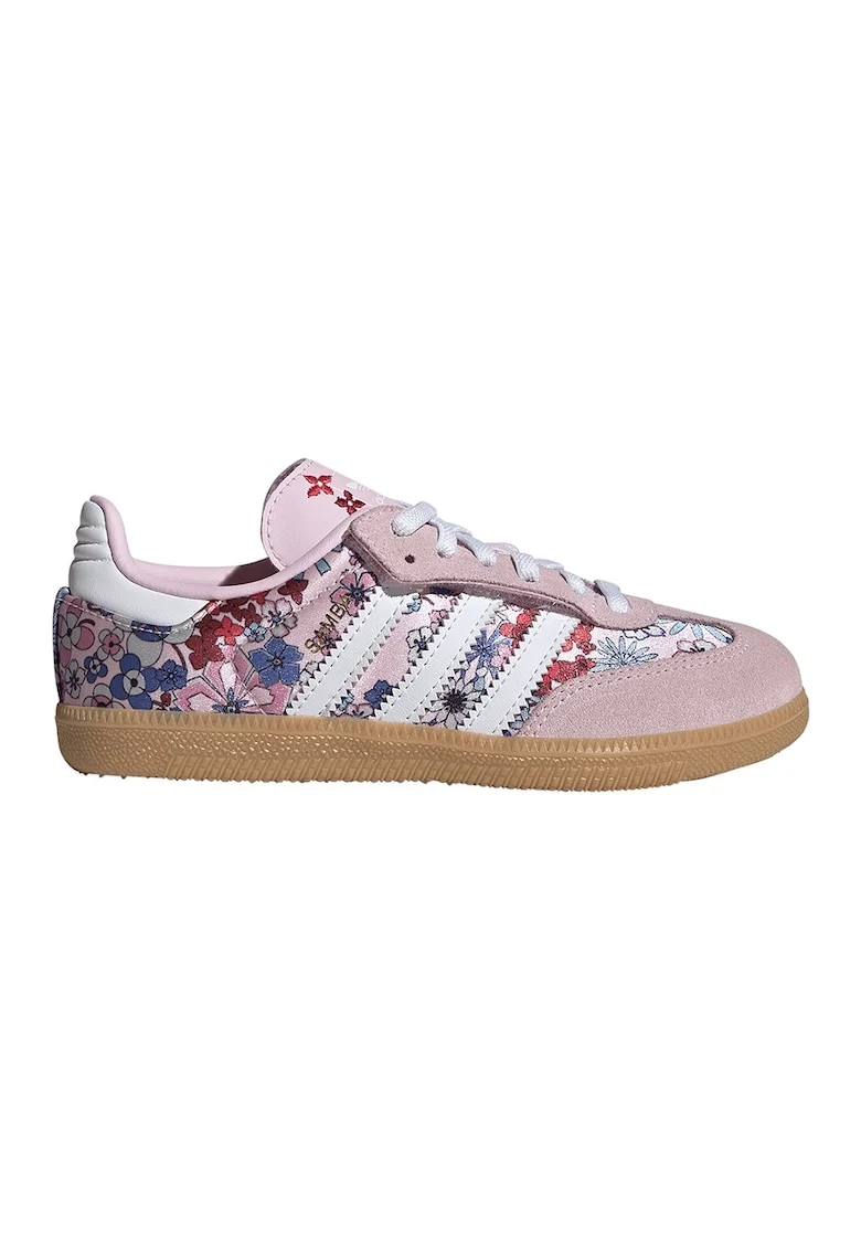 Pantofi sport Samba cu garnituri din piele intoarsa si model, Albastru inchis/Roz pastel/Alb optic