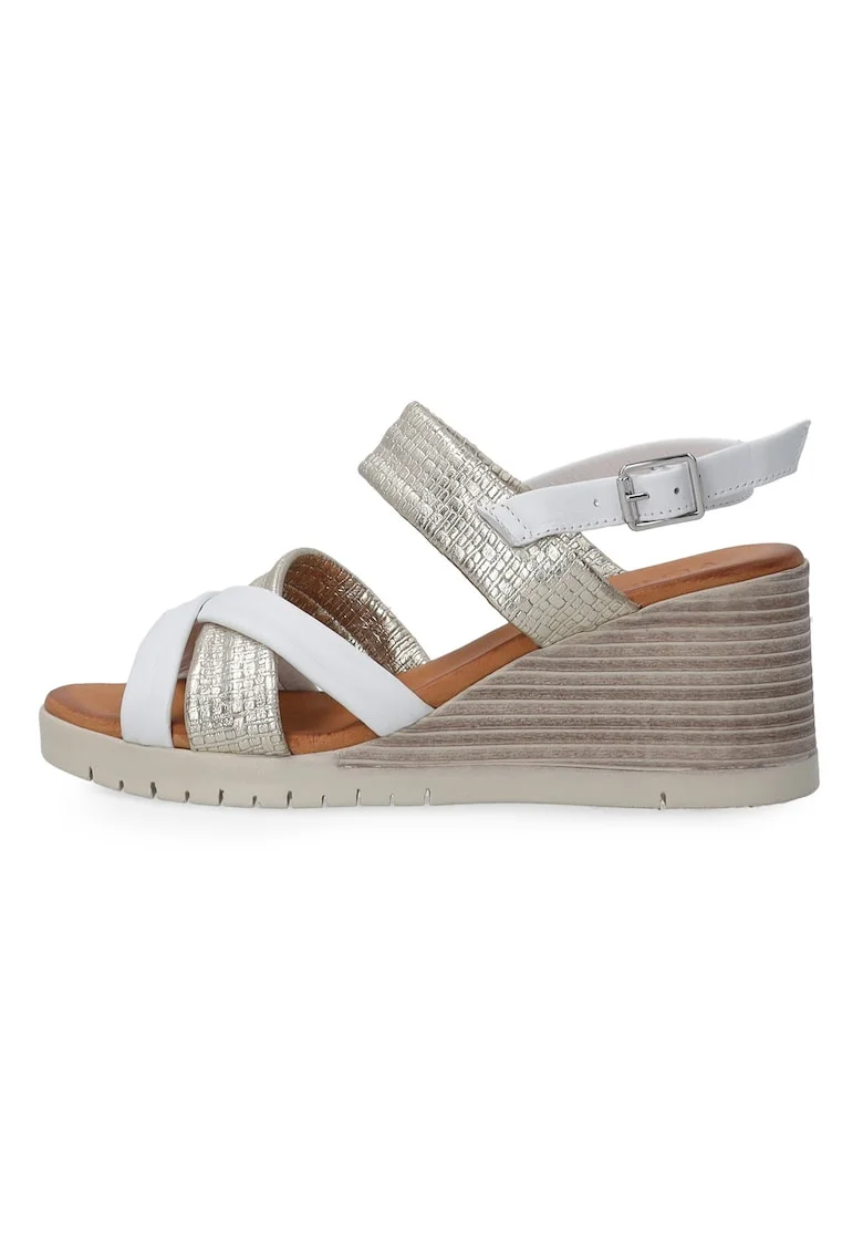 Sandale wedge cu detalii texturate