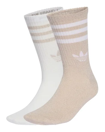 Set de sosete lungi unisex cu insertii stralucitoare - 2 perechi, Alb murdar/Roz prafuit
