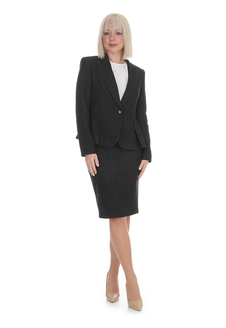 Fusta creion din tweed, Negru