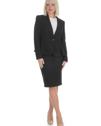 Fusta creion din tweed, Negru