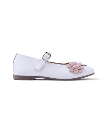Balerini din piele cu detaliu cu model floral Oldeani, Alb