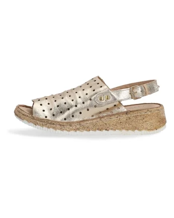 Sandale din piele cu talpa wedge si detalii perforate