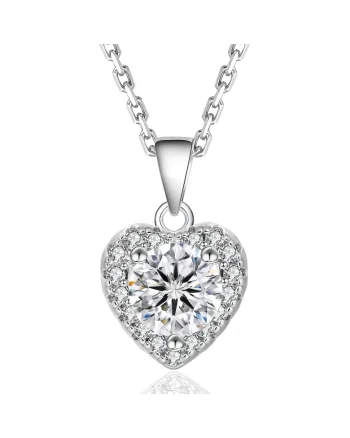 Colier Inima Diamond cu Moissanite, Argint 925