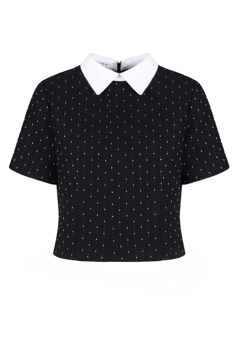Bluza din tweed cu guler contrastant