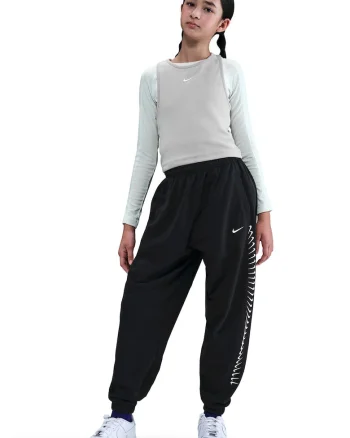 Pantaloni de trening cu model monograma lateral, Alb/Negru