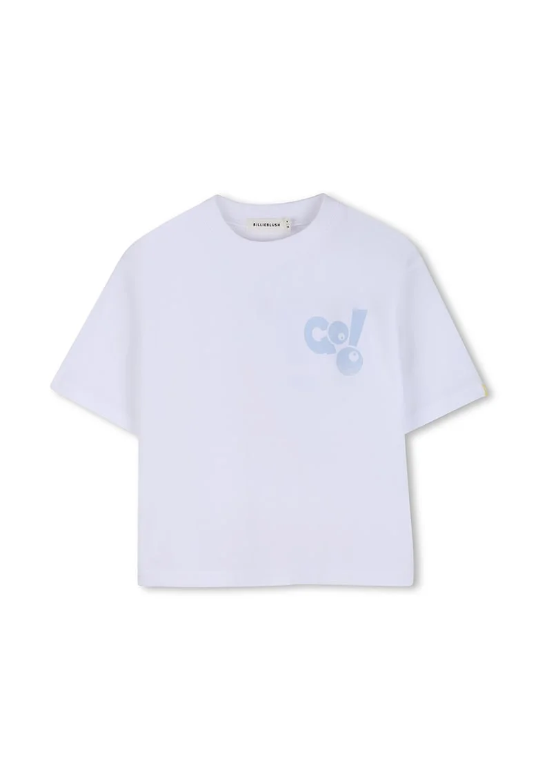 Tricou din bumbac cu imprimeu grafic pe partea din spate, Albastru azur
