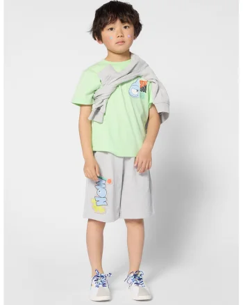 Tricou cu decolteu la baza gatului si imprimeu grafic, Verde deschis