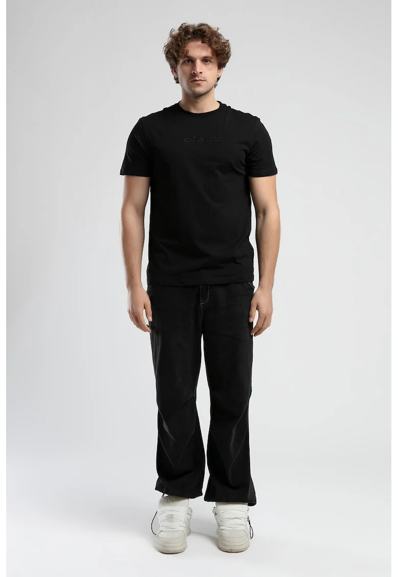 Tricou cu detaliu cu broderie logo Empire, Negru