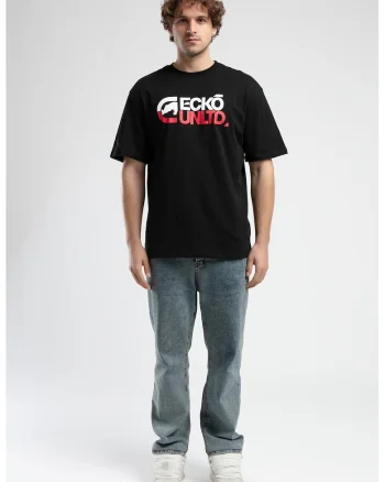 Tricou cu decolteu la baza gatului si imprimeu logo, Rosu/Negru/Alb optic