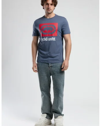 Tricou cu logo si decolteu la baza gatului, HARRIS, Negru, Bleumarin