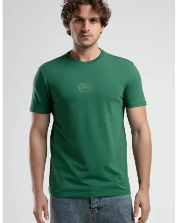 Tricou cu logo si decolteu la baza gatului, Verde englez
