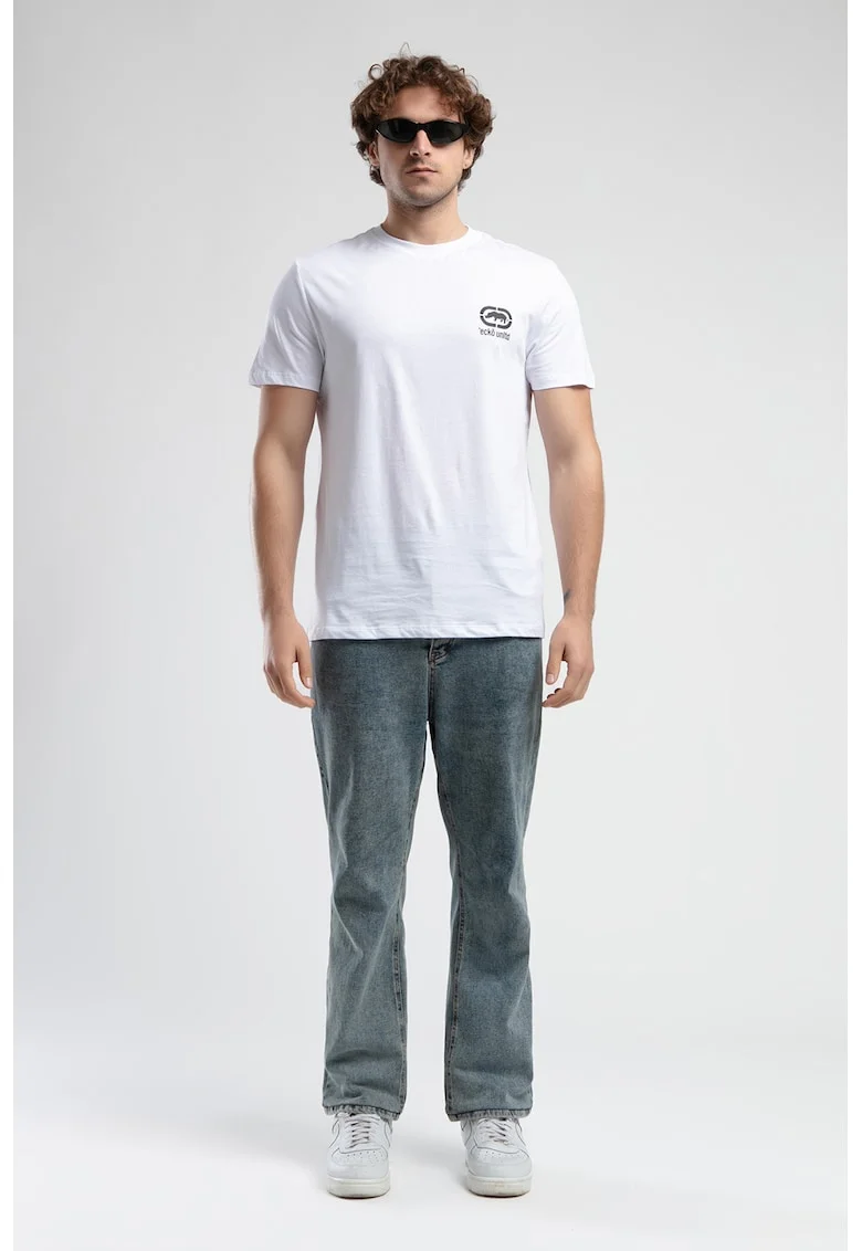 Tricou din bumbac cu logo pe piept, Negru/Alb optic