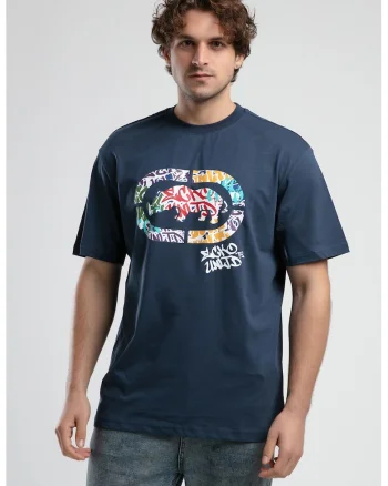 Tricou cu imprimeu logo Kingston, Rosu/Alb/Bleumarin
