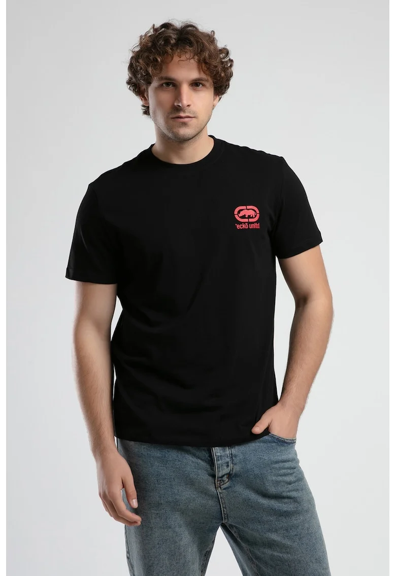 Tricou din bumbac cu logo pe piept, Rosu/Negru