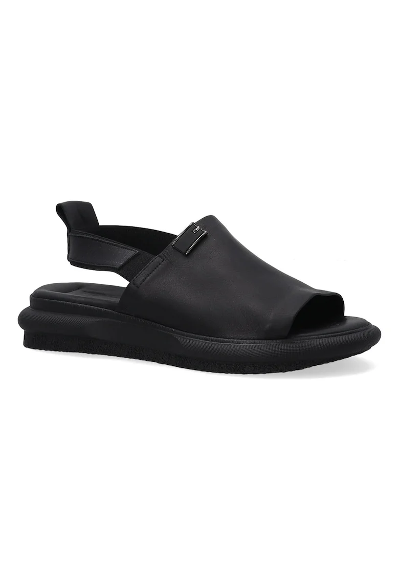 Sandale fara inchidere din piele cu talpa wedge