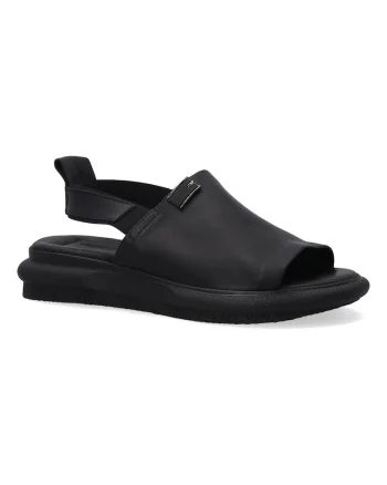 Sandale fara inchidere din piele cu talpa wedge