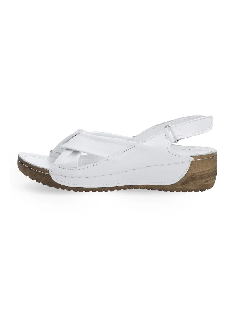 Sandale din piele cu platforma alb