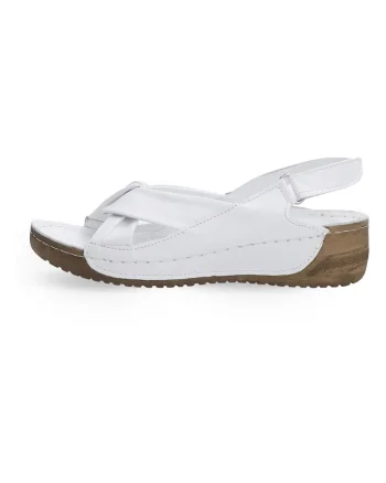 Sandale din piele cu platforma alb