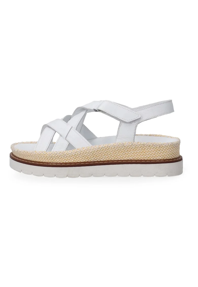 Sandale din piele alba cu design impletit