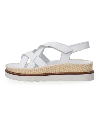 Sandale din piele alba cu design impletit