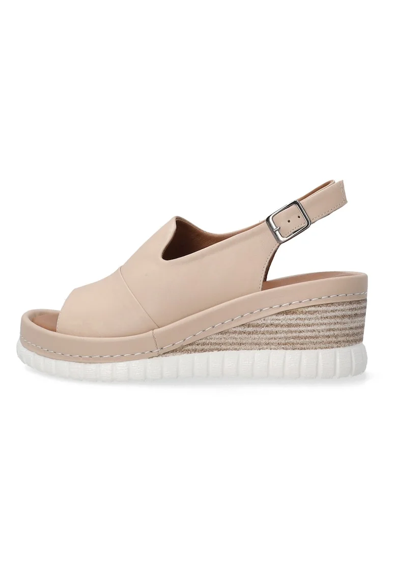 Sandale wedge din piele cu inchidere catarama