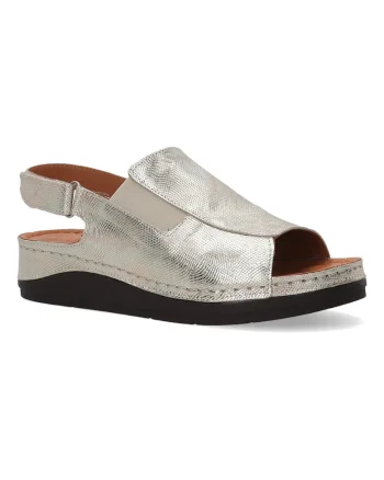 Sandale din piele cu talpa wedge si aspect texturat