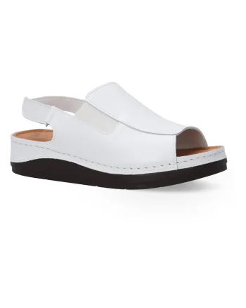 Sandale din piele cu talpa wedge si insertie elastica