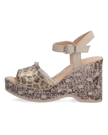 Sandale wedge cu animal print