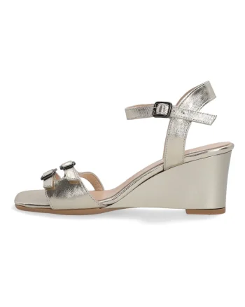 Sandale wedge din piele cu varf patrat